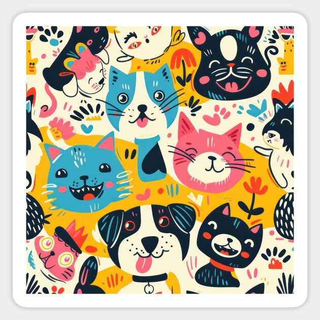 Eclectic Happy Pets and Nature Pattern Sticker by star trek fanart and more